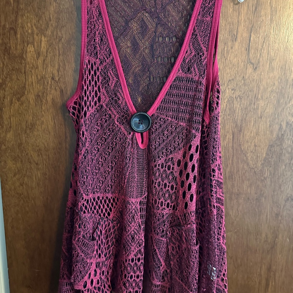 Lily Burgundy Crochet Tunic Top